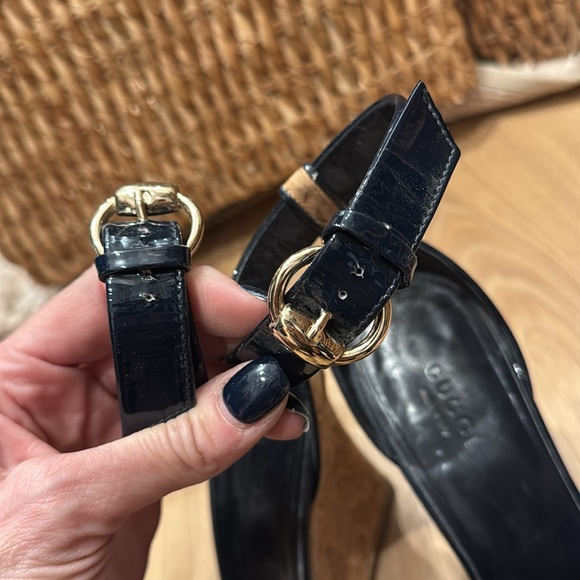 GUCCI Vitello Vernice Cork Wedge size 9.5 very good shape - Picture 8 of 9